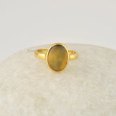 Natural Tiger Eye Ring, 9x11mm Oval Gemstone Silver Ring, 18k Gold Plated Ring Jewelry, 925 Sterling Silver Bezel Ring, Gemstone Jewelry
